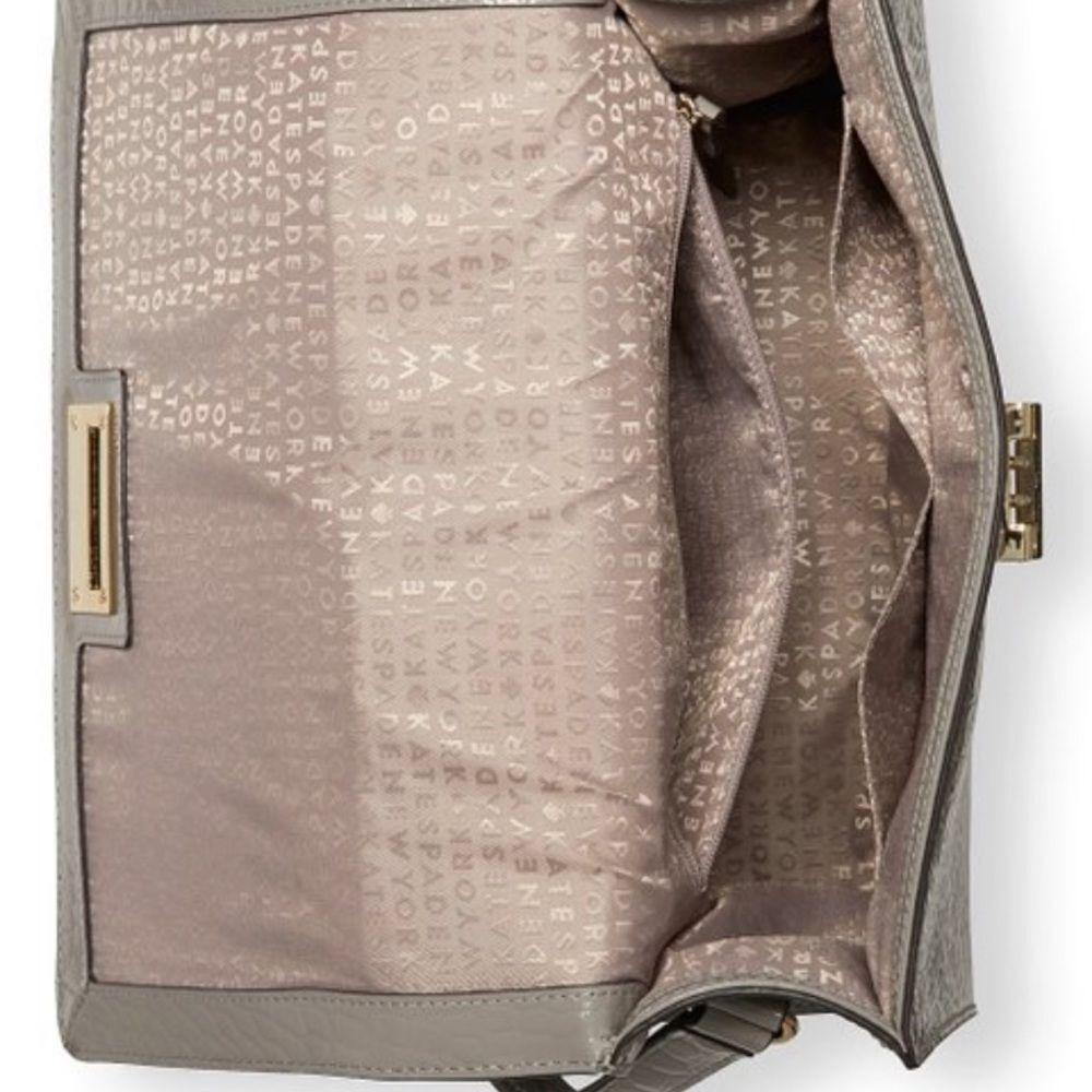 NEW Soft Taupe Croc-Embossed Doris Leather Satchel - Picture 3 of 5